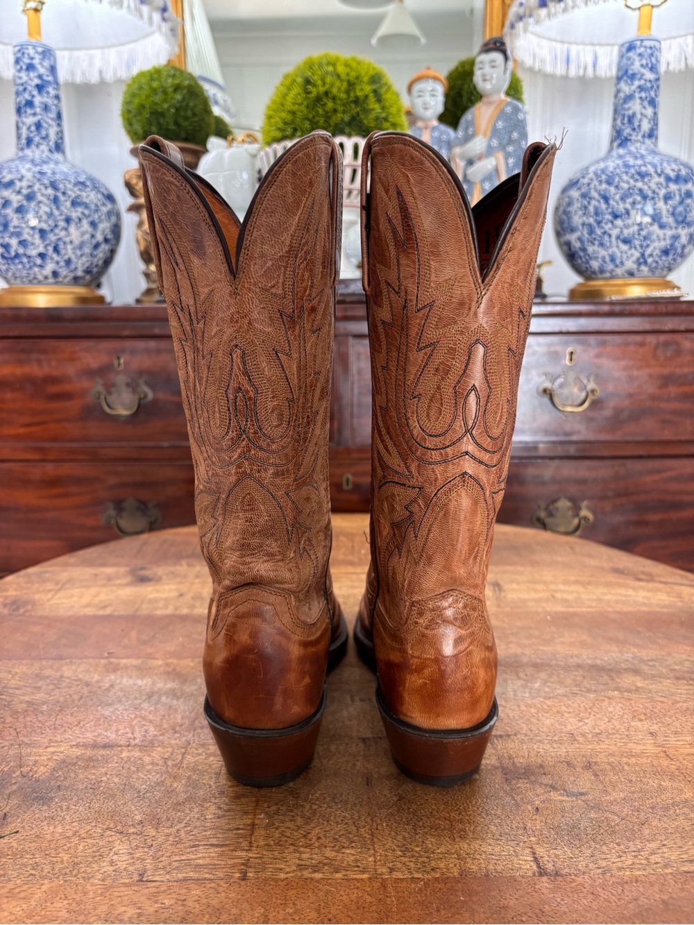 Lucchese Brown Embroidered Leather Heeled Cowboy Boots Savannah mad dog 7.5 - Picture 7 of 11